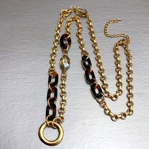 Gold and Taupe Necklace with Crystals